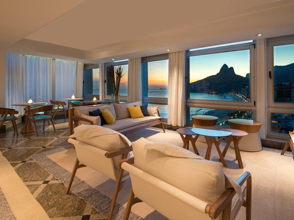 Brazilië Rio de Janeiro Sofitel Ipanema lounge met uitzicht