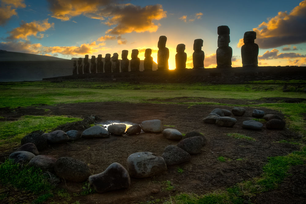 Chili Paaseiland Moai zonsopgang