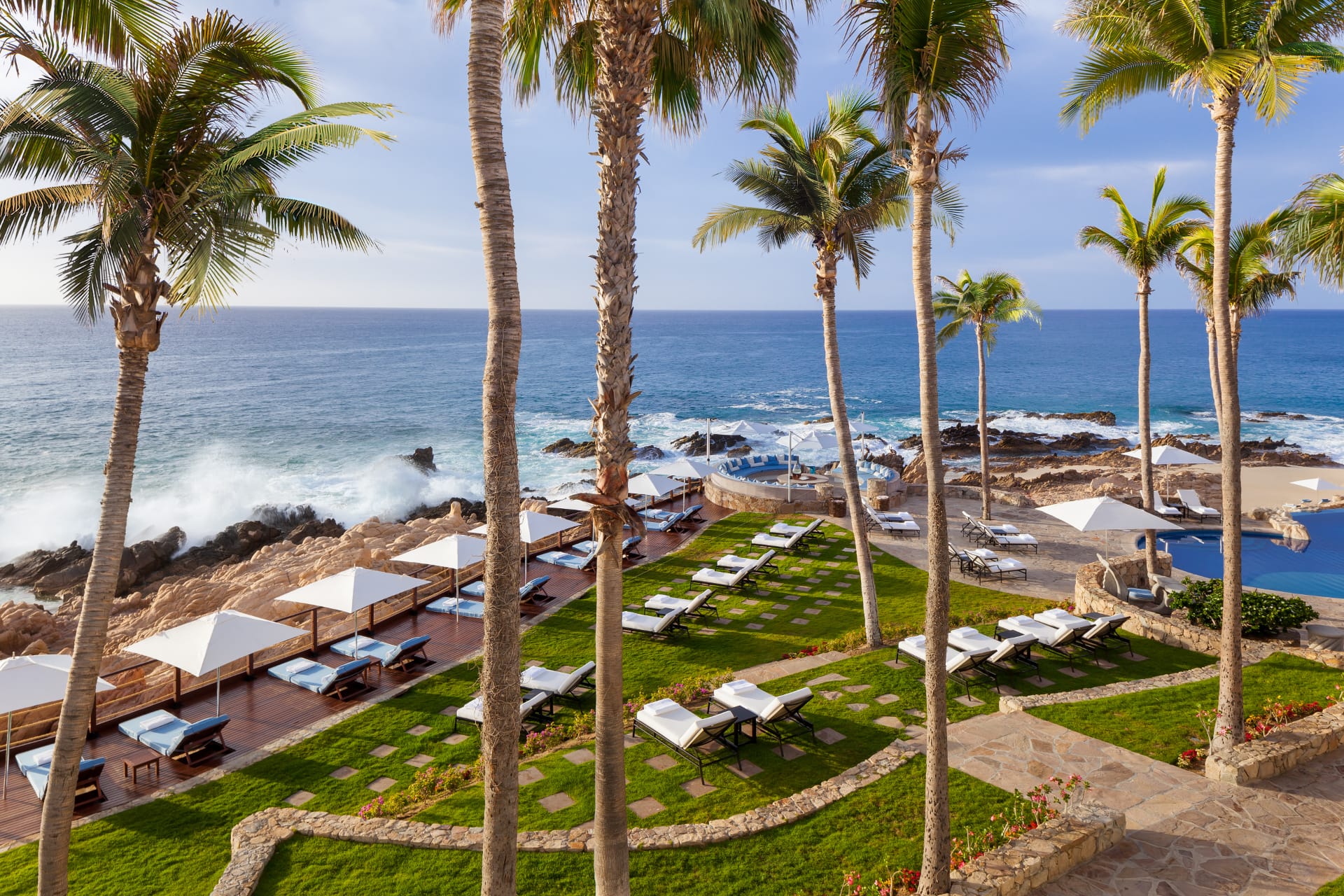 Mexico One Only Palmilla uitzicht op zee met palmbomen