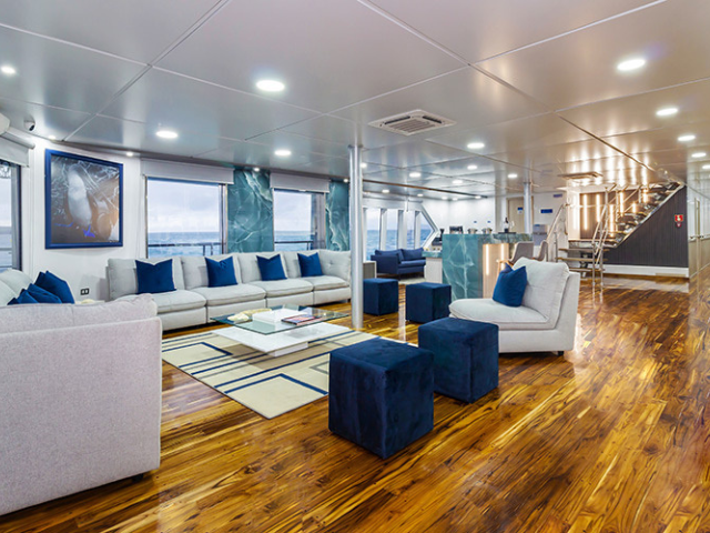 Galapagos Cruise Cormorant Lounge area