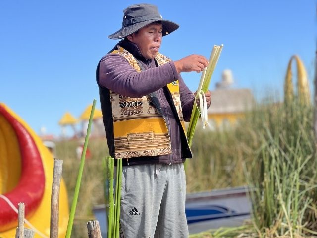 Lake Titicaca Peru demonstratie van de inwoners