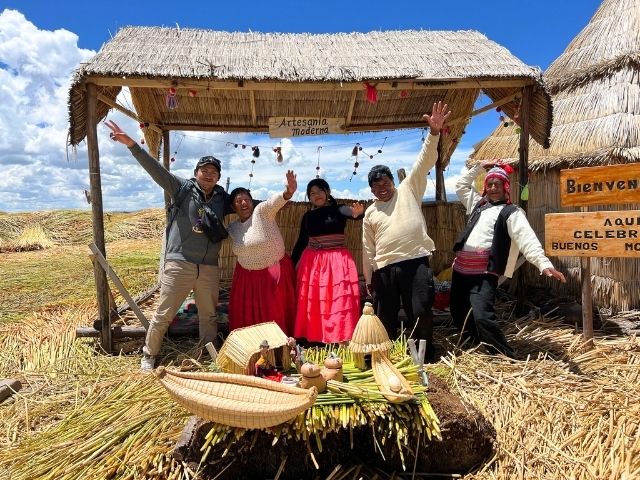Lake Titicaca Peru Isla Chimu Local Family